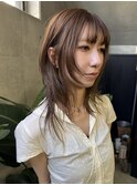 ミディアムレイヤーカット/ハッシュカット/アッシュブラウン