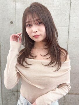 ロンドホットリップ 立川(Lond hot lip) グレージュブラウン/ミディアムレイヤー/韓国巻き/顔周りカット