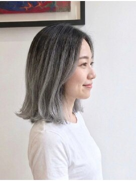 アッシュ 川崎店(Ash) バレイヤージュ　グレージュ　ブリーチあり