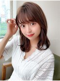 大人かわいいひし形シルエット ショコラグレージュ 外ハネ 小顔