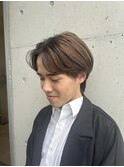 センターパートシャドールーツカラーベージュバレイヤージュ