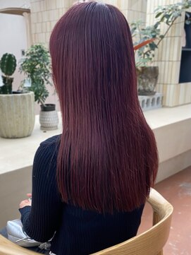 パークレーン アイス イヴェン(park lane ICI yeven) 縮毛矯正ブリーチなしダブルカラーワインレッド春カラー