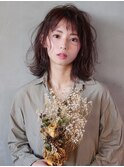 ミディアムレイヤー毛先パーマ◇イメチェンくびれ外はね