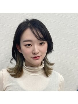 カッシーニ 澄川店(CASSINI) ウルフレイヤー、インナーカラー、グレージュ