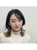 ウルフレイヤー、インナーカラー、グレージュ
