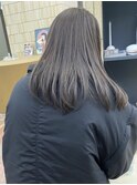 自然な縮毛矯正ストレートパーマブリーチなし春カラーセミロング