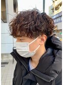 韓国マッシュスペインカールスパイーキーショートブルーブラック