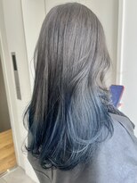 裾カラー　毛先からー　ブルーカラー　デザインカラー