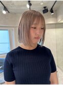 ブリーチ&ダブルカラー/ミルクティーベージュ/ハイトーンボブ