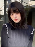 暗髪黒髪美髪レイヤーカット小顔顔周りくびれミディアムレイヤー