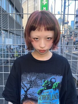 ソレイユトウキョウシブヤ(SOLEIL TOKYO shibuya) ショートボブ顔まわりカットピンク×ブラウンのアポロカラー