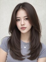 アビリタ(abilita)&nbsp;レイヤー 韓国ヘア モカブラウン センターパート 透明感カラー
