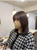 ラベンダーブラウン/ミディアムヘア/顔まわりカット/恵比寿