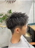 〈k16〉メンズパーマブリーチフェードツーブロックスパイラル
