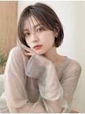 ショートボブ ブラウンベージュ 顔周りカット 前髪カット 20代