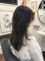 サロン ハナノ(Salon Hanano)&nbsp;20代30代小顔ミディアムレイヤー前髪あり前髪なしストレート黒髪