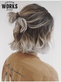 外国人風バレイヤージュカラーボブヘアーカット