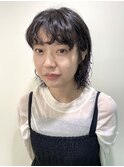 紫カラーのパーマ