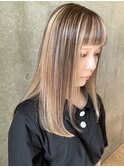 アンブレラカラー アッシュベージュ フルバング ワンカール