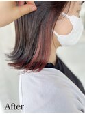 髪質改善トリートメント×赤ピンクインナーカラー