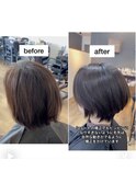 丸みショート×縮毛矯正