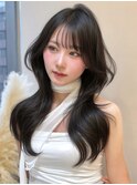 ミニウルフレイヤーカット顔周り前髪韓国ミディアムロング/池袋