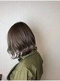前下がりくびれショート 切りっぱなし大人可愛い グレージュ