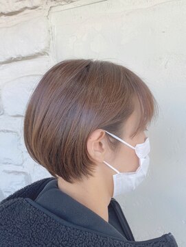 イロヘア アンジョウ(ilo.hair anjo) 耳かけショートボブ×マロンジュカラー