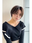 チークバング  センターパート 耳かけ 小顔 ショート ブラウン