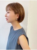 大人可愛い20代30代40代小顔耳かけミニボブミルクティーグレー★