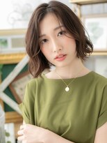 カバーヘアアンドスパ ブリス 浦和(COVER HAIR&SPA bliss)&nbsp;アシンメトリーかきあげ前髪くせ毛風小顔ボブh3浦和20代30代40代