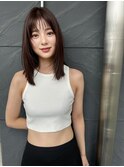 レイヤーカット ウェットヘア オリーブベージュ 大人ヘア 原宿
