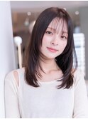 ミディアムレイヤー/大人可愛い/髪質改善/シースルーバング