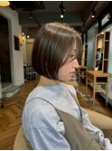 20代30代ミニボブココアブラウン小顔美肌ストレート丸み
