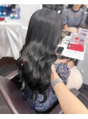 大人可愛い地毛風ストレート黒髪艶感ロング小顔似合わせレイヤー