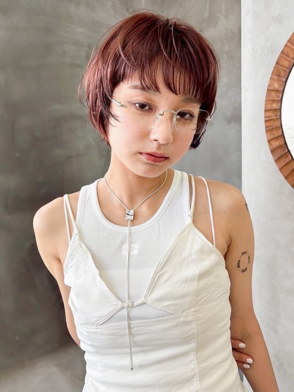 meme　マリブ　グラデーションカラー　エレガントショート 021miu grungeshort⚡️ バサっとグランジ感あるショートウルフ