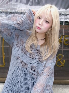 ポイントファイブバイソレイユ 豊橋駅前大通店(.5 by SOLEIL) ロングレイヤーホワイトブロンド韓国風顔周りレイヤー