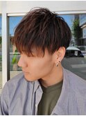 束感 マッシュショート ブラウンカラー ツーブロック