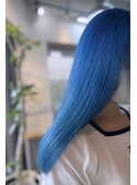アースカラーダブルカラーブルーブリーチカラーストレートロング