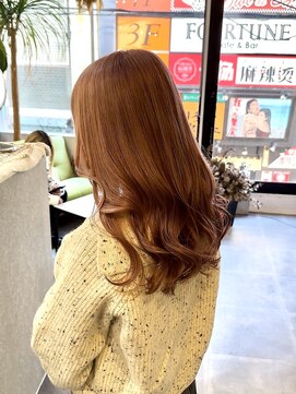 アンダーバーホワイト 広島 本通店(_WHITE) エフェクトブリーチ☆ピンクベージュ艶ウェーブ