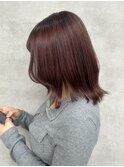 レッドブラウン/カシス/ダブルカラー/ボブ/レイヤー