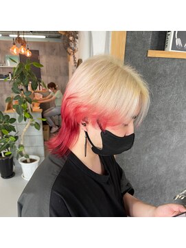 髪屋 紬 【Chu】ハイトーン/デザインカラー/裾カラー/レッド/ホワイト