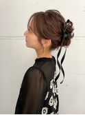 お団子ヘア＊リボンヘア　結婚式ヘア　渋谷mutsuki