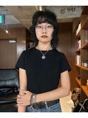ニュアンスレイヤーマッシュウルフミディアム束感パーマ