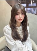 韓国風イメチェン美髪レイヤーワイドバング顔周りカットワンホン