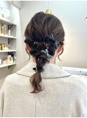 アレンジ　艶髪　髪質改善　ヘアセット　編みおろし　顔まわり
