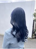 ダブルカラー/黒髪/ボブルフ/ネイビーブルー/原宿/前髪/韓国