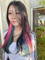 ウエストリー(WESTORY)&nbsp;インナーカラー/ロングヘア/ピンク/青/ミセス