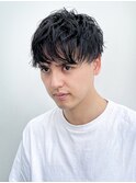 ブルーブラック/ニュアンスパーマ/波巻きツイストスパイラル/19