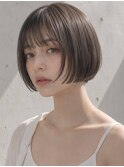 ショート フルバング サイドレイヤー 艶髪 オリーブベージュ